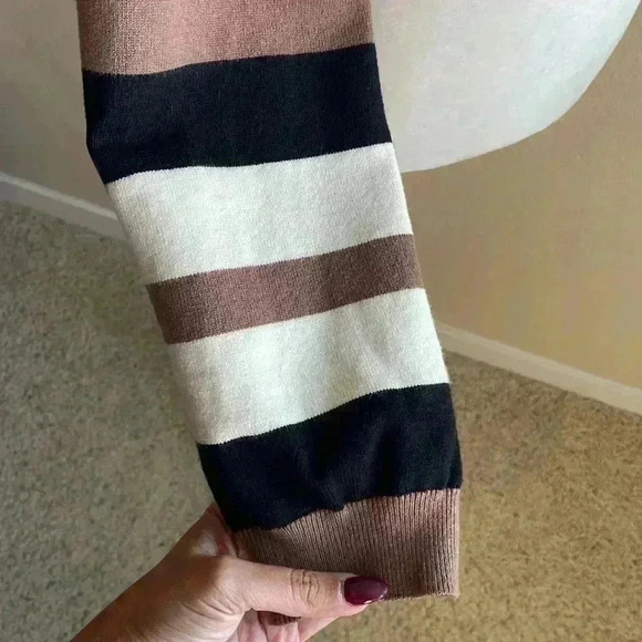 Long-Sleeve Sweater Sweaters for Women Trendy Stripe Pattern Super‎ Crop Sweater - Picture 5 of 8